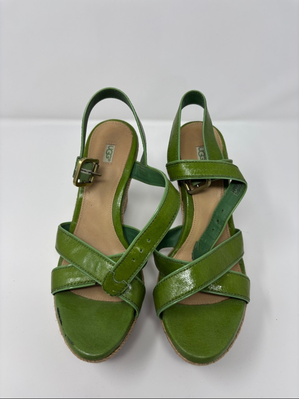 Ugg Green Wedge Sandals with Braided Platform 8 - Picture 2 of 7